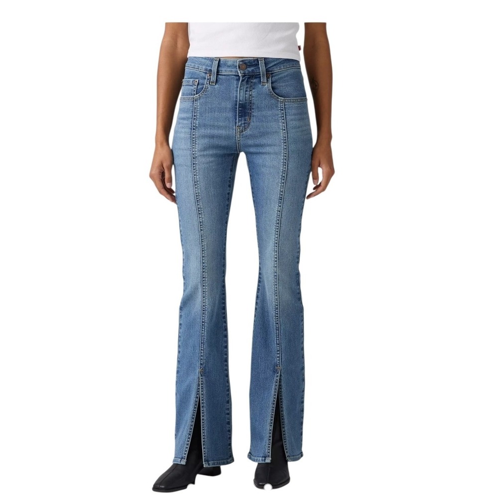Levi's 726 Flare Jeans High Rise Front Slit Seam Blue Women's 32